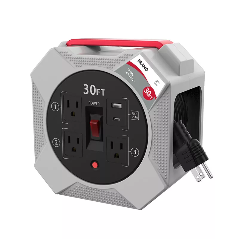 3 Outlets Usb2.4a Plastic Cord Reel 3 Outlets Usb2.4a Plastic Cord Reel