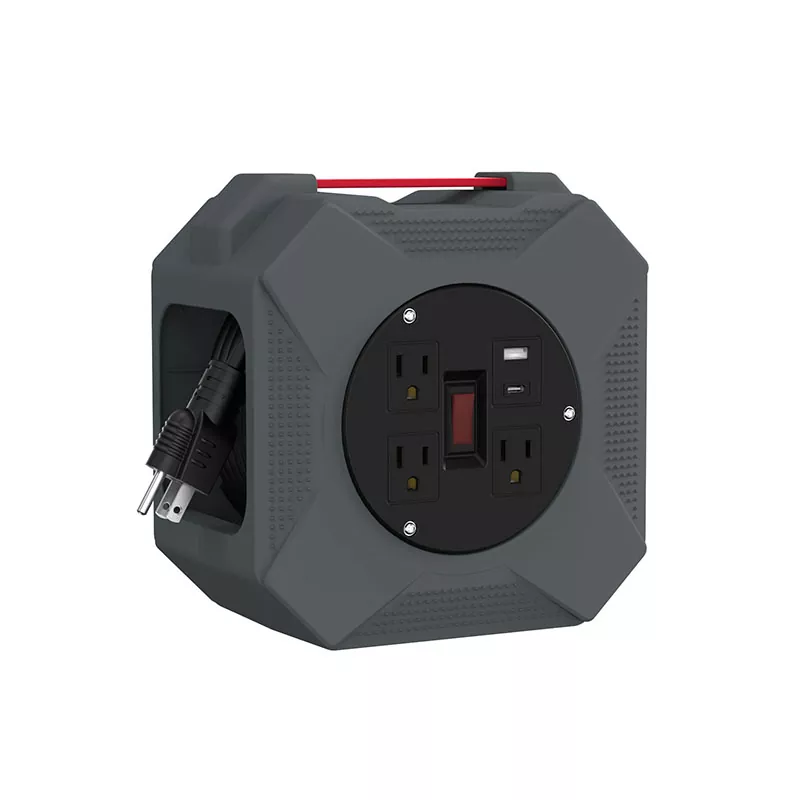 3 விற்பனை நிலையங்கள் Usb2.4a பிளாஸ்டிக் தண்டு ரீல் 45 அடி 3 விற்பனை நிலையங்கள் Usb2.4a பிளாஸ்டிக் தண்டு ரீல் 45 அடி